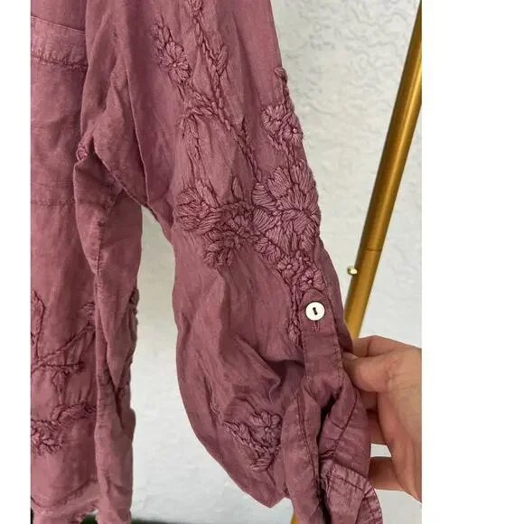 NWT Anthropology by Kyla Seo Jo Buttons Up Cotton Embroidered Shirt Size Small - Picture 7 of 12